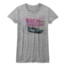 Back To The Future-Time Machines And Shapes-Athletic Heather Ladies S/S T-Shirt - Athletic Heather