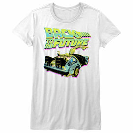 Back To The Future-Btf Neon-White Ladies S/S T-Shirt - White