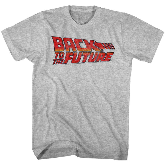 Back To The Future-Logo B2F-Gray Heather Adult S/S T-Shirt - Gray Heather