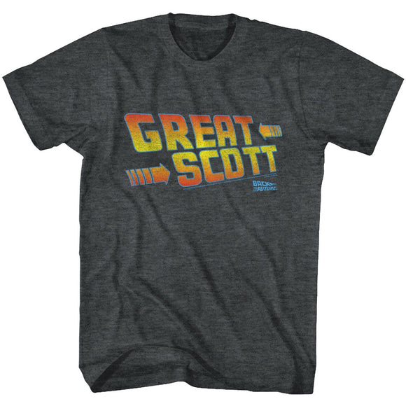 Back To The Future-Great Scott-Black Heather Adult S/S T-Shirt - Black Heather