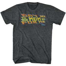 Back To The Future-Say Hi-Black Heather Adult S/S T-Shirt - Black Heather