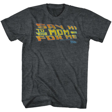 Back To The Future-Say Hi-Black Heather Adult S/S T-Shirt - Black Heather