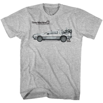 Back To The Future-Car-Gray Heather Adult S/S T-Shirt - Gray Heather