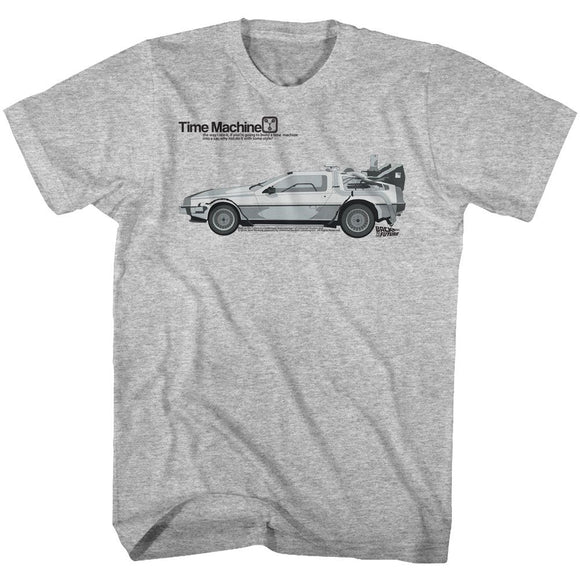 Back To The Future-Car-Gray Heather Adult S/S T-Shirt - Gray Heather