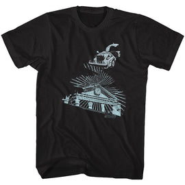 Back To The Future-The Clock Tower-Black Adult S/S T-Shirt - Black