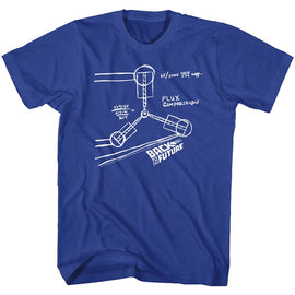 Back To The Future-Flux Sketch-Royal Adult S/S T-Shirt - Royal