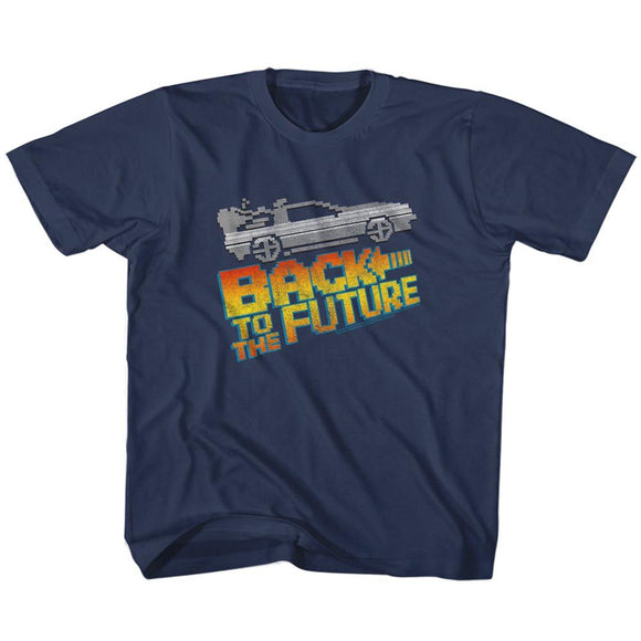 Back To The Future-8Bit To The Future-Navy Youth S/S T-Shirt-Xs (5-6) - Navy