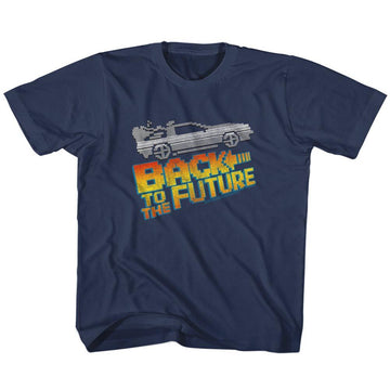 Back To The Future-8Bit To The Future-Navy Youth S/S T-Shirt (7-8) - Navy