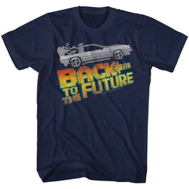 Back To The Future-8Bit To The Future-Navy Adult S/S T-Shirt - Navy