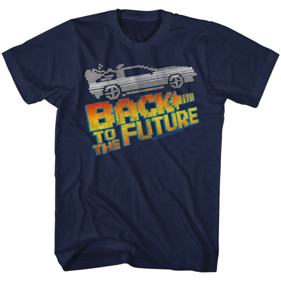 Back To The Future-8Bit To The Future-Navy Adult S/S T-Shirt - Navy