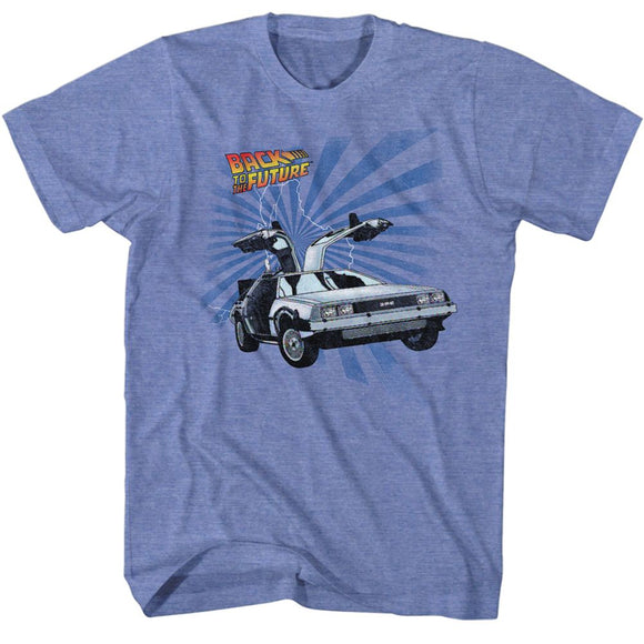 Back To The Future-Comical-Light Blue Heather Adult S/S T-Shirt - Light Blue Heather