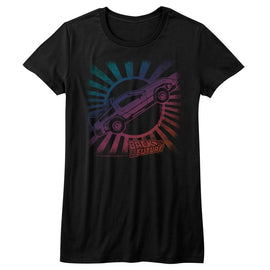 Back To The Future-Rainbow-Black Ladies S/S T-Shirt - Black