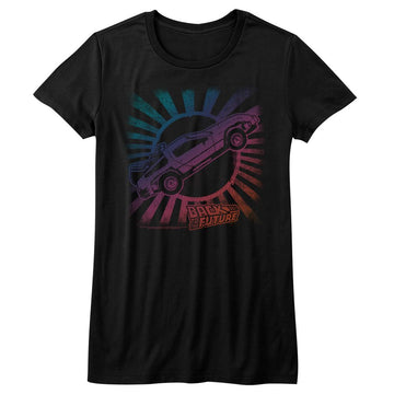 Back To The Future-Rainbow-Black Ladies S/S T-Shirt - Black