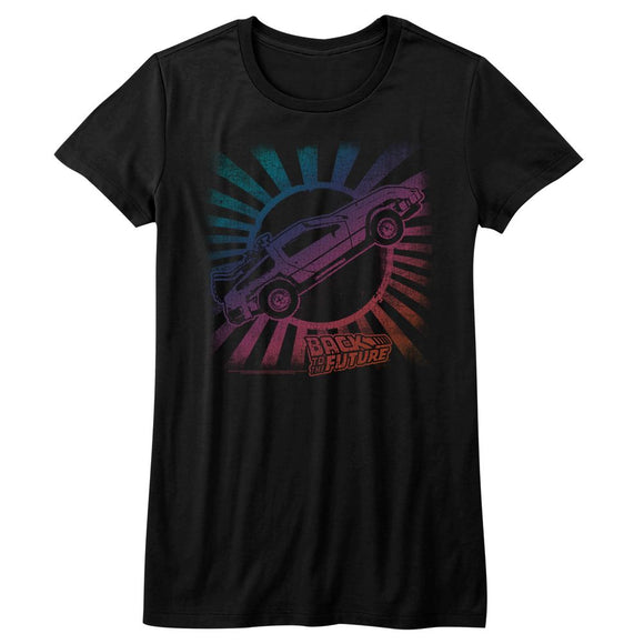 Back To The Future-Rainbow-Black Ladies S/S T-Shirt - Black