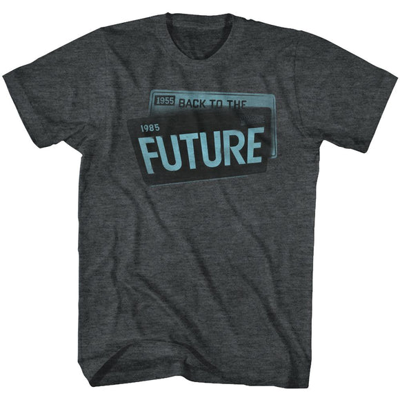 Back To The Future-License-Black Heather Adult S/S T-Shirt - Black Heather
