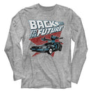 Back To The Future-Logo Traingle Car-Gray Heather Adult L/S T-Shirt - Gray Heather