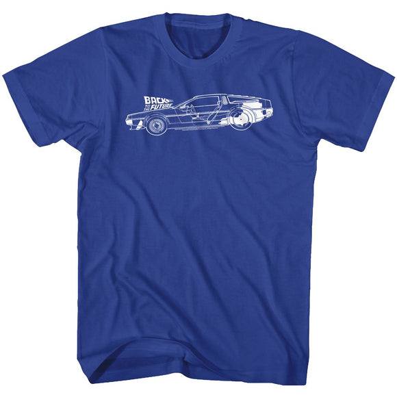 Back To The Future-Schematics-Royal Adult S/S T-Shirt - Royal