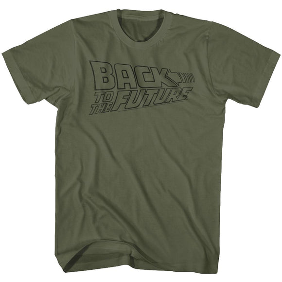Back To The Future-Logofade-Military Green Adult S/S T-Shirt - Military Green