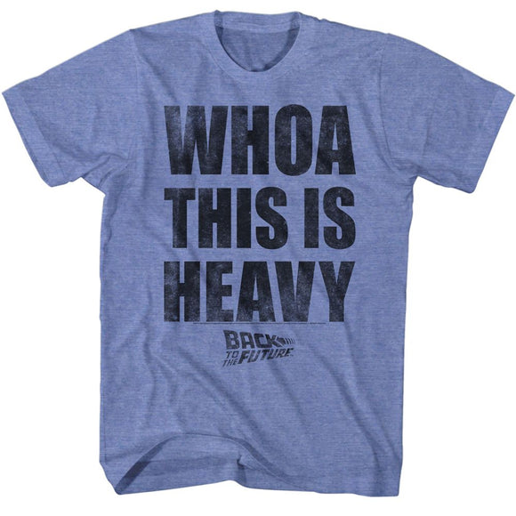 Back To The Future-Heavy-Light Blue Heather Adult S/S T-Shirt - Light Blue Heather