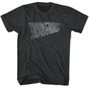 Back To The Future-Logo White-Black Heather Adult S/S T-Shirt - Black Heather