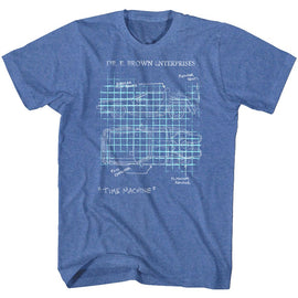 Back To The Future-Car Schematic-Royal Heather Adult S/S T-Shirt - Royal Heather