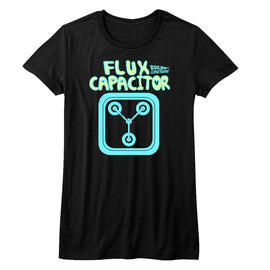 Back To The Future-Flux-Black Ladies S/S T-Shirt - Black