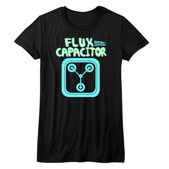 Back To The Future-Flux-Black Ladies S/S T-Shirt - Black