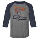 Back To The Future-Rework-Premium Heather/Vintage Navy Adult 3/4 Sleeve Raglan-S - Premium Heather/Vintage Navy