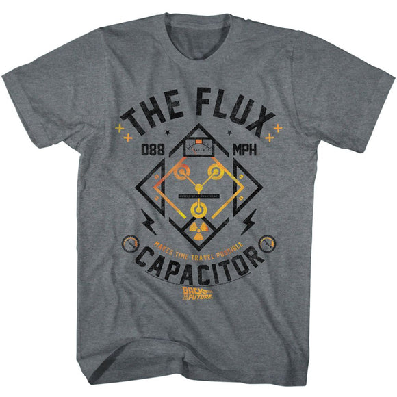 Back To The Future-Flux Streetwear-Graphite Heather Adult S/S T-Shirt - Graphite Heather