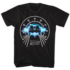 Back To The Future-Speedometer-Black Adult S/S T-Shirt - Black