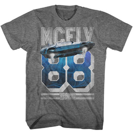 Back To The Future-Mcfly 88-Graphite Heather Adult S/S T-Shirt - Graphite Heather