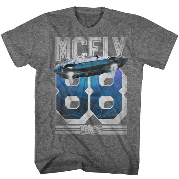Back To The Future-Mcfly 88-Graphite Heather Adult S/S T-Shirt - Graphite Heather