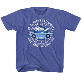 Back To The Future-Dr E Brown Enterprises-Royal Heather Youth S/S T-Shirt-Xs (5-6) - Royal Heather