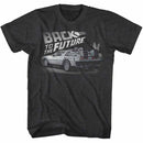 Back To The Future-Faded Bttf-Black Heather Adult S/S T-Shirt - Black Heather