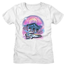 Back To The Future-Airbrush-White Ladies S/S T-Shirt - White