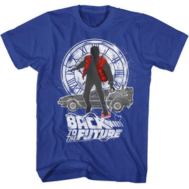 Back To The Future-Silhouette Collage-Royal Adult S/S T-Shirt - Royal