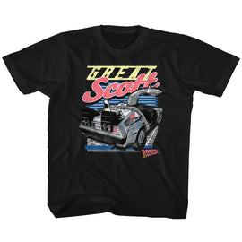 Back To The Future-Great Scott-Black Youth S/S T-Shirt-Xs (5-6) - Black