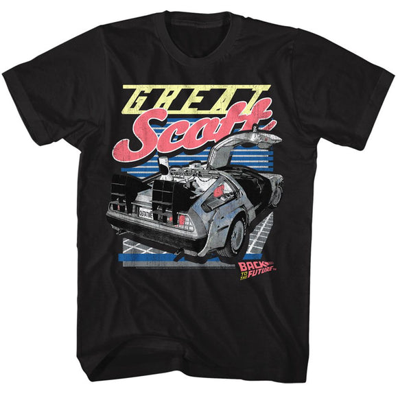 Back To The Future-Great Scott-Black Adult S/S T-Shirt - Black