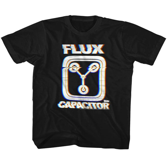 Back To The Future-Flux-Black Youth S/S T-Shirt-Xs (5-6) - Black