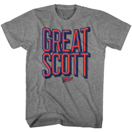 Back To The Future-Great Scott-Graphite Heather Adult S/S T-Shirt - Graphite Heather