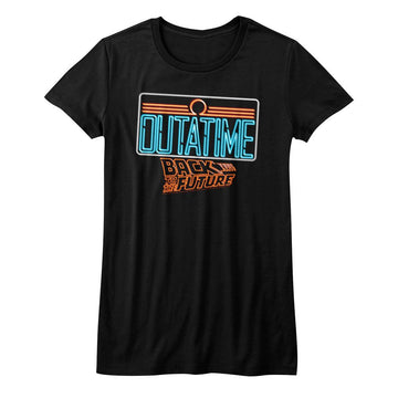 Back To The Future-Neon-Black Ladies S/S T-Shirt - Black
