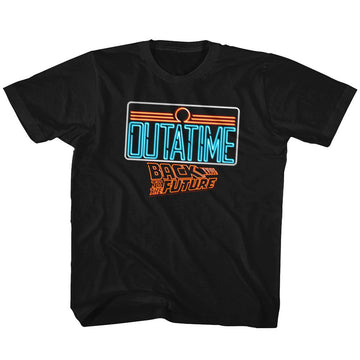 Back To The Future-Neon-Black Youth S/S T-Shirt-Xs (5-6) - Black