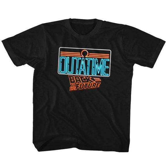 Back To The Future-Neon-Black Youth S/S T-Shirt (7-8) - Black
