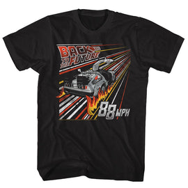 Back To The Future-Streak To The Future-Black Adult S/S T-Shirt - Black