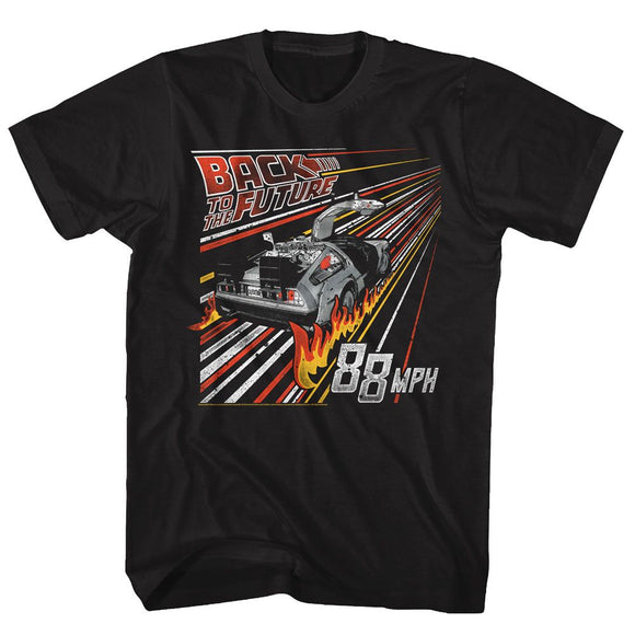 Back To The Future-Streak To The Future-Black Adult S/S T-Shirt - Black