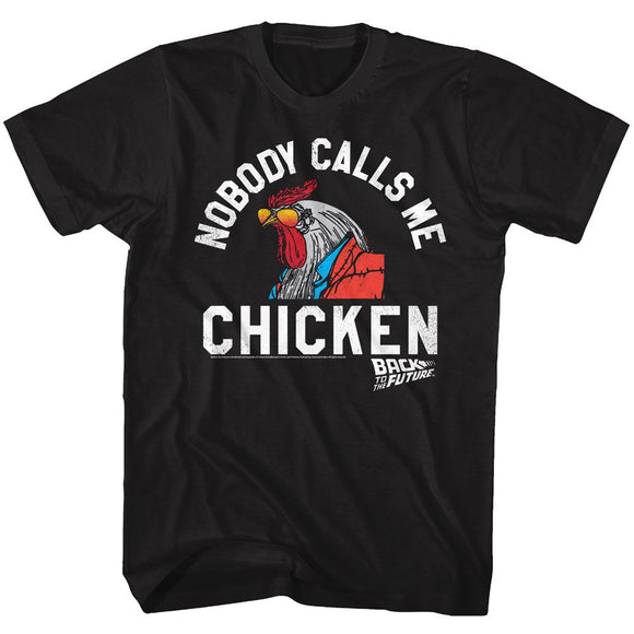 Back To The Future-Chicken-Black Adult S/S T-Shirt - Black
