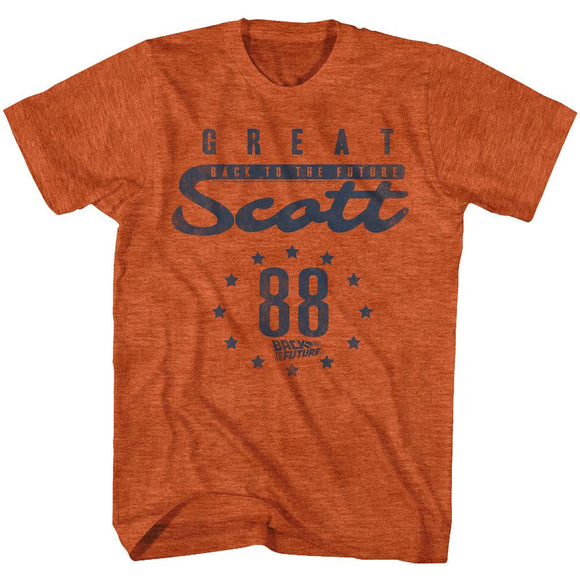 Back To The Future-Scott 88-Antique Orange Heather Adult S/S T-Shirt - Antique Orange Heather
