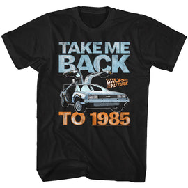 Back To The Future-Take Me Back To 1985-Black Adult S/S T-Shirt - Black