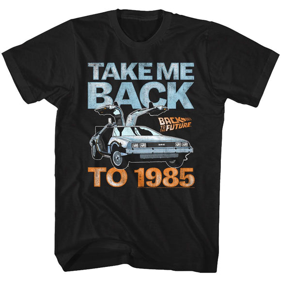 Back To The Future-Take Me Back To 1985-Black Adult S/S T-Shirt - Black