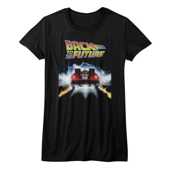 Back To The Future-Tail Lights-Black Ladies S/S T-Shirt - Black